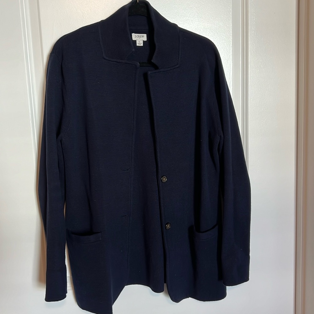 J. crew navy sweater blazer